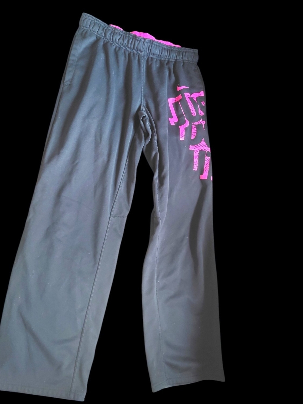 Nike "Just Do It " Black & Hot Pink Athletic Pants